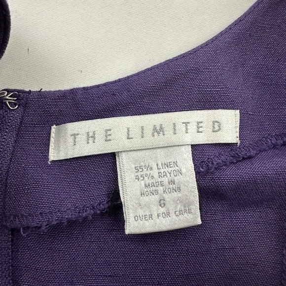 The Limited Vintage Linen Blend Sheath Dress Size 6 Purple Sleeveless 90s - Picture 5 of 9